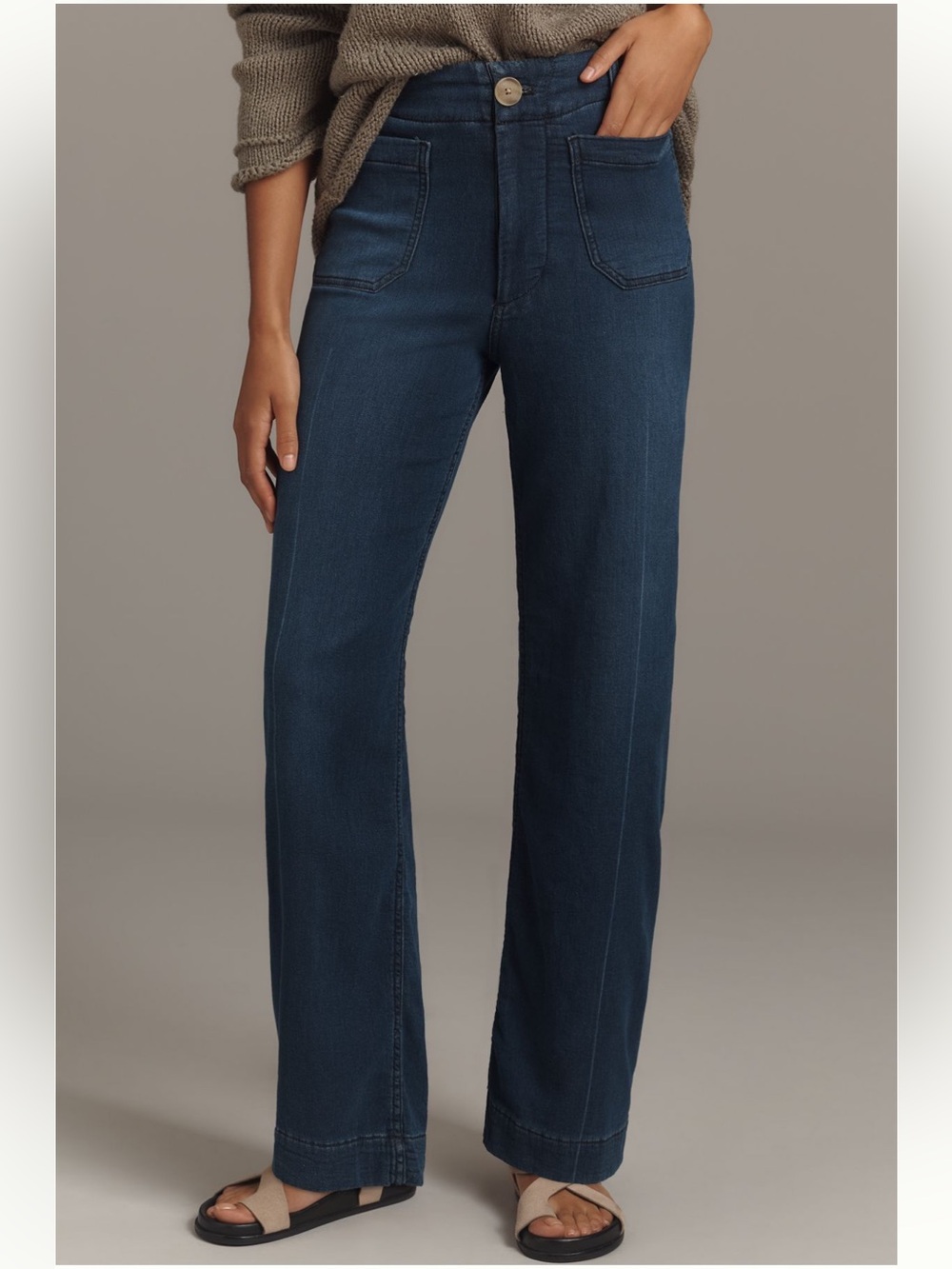 Maeve Full Length Colette Dark Wide-Leg High-Rise Jeans